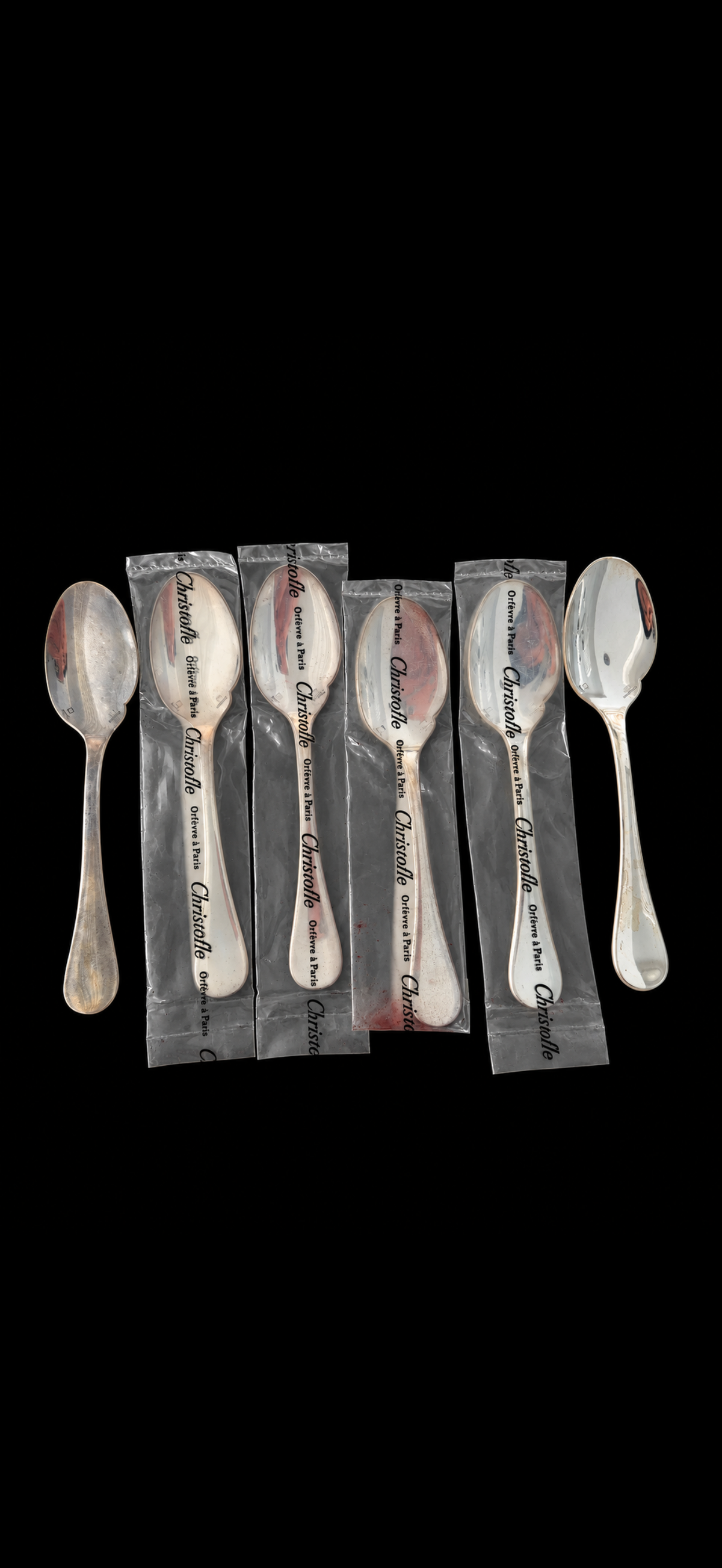 Christofle Uni Plat, 6 cuillères à sauce individuelles en métal argenté, neuves