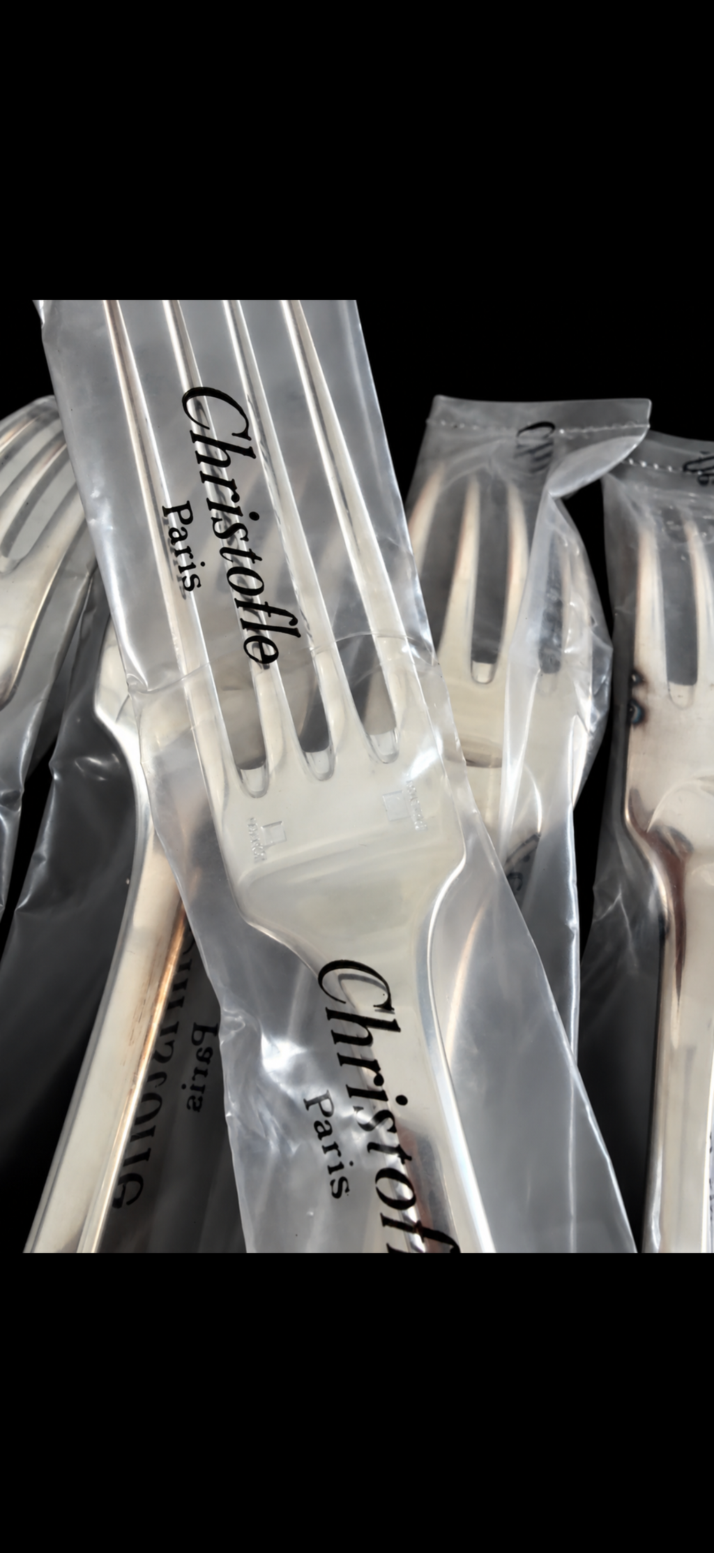 Christofle Cluny, 6 fourchettes de table en métal argenté, neuves sous blister