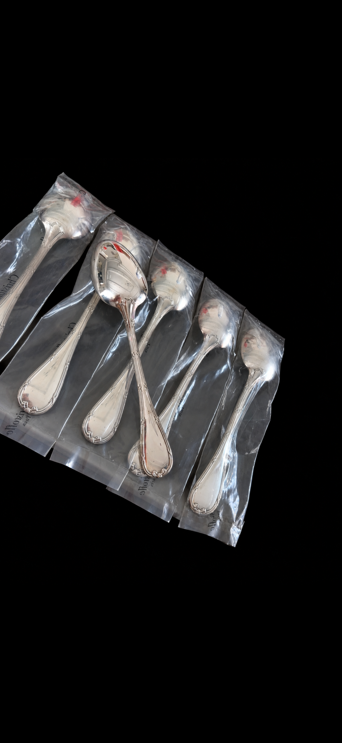 Christofle Rubans, 6 cuillères à soupe en métal argenté, neuves sous blister