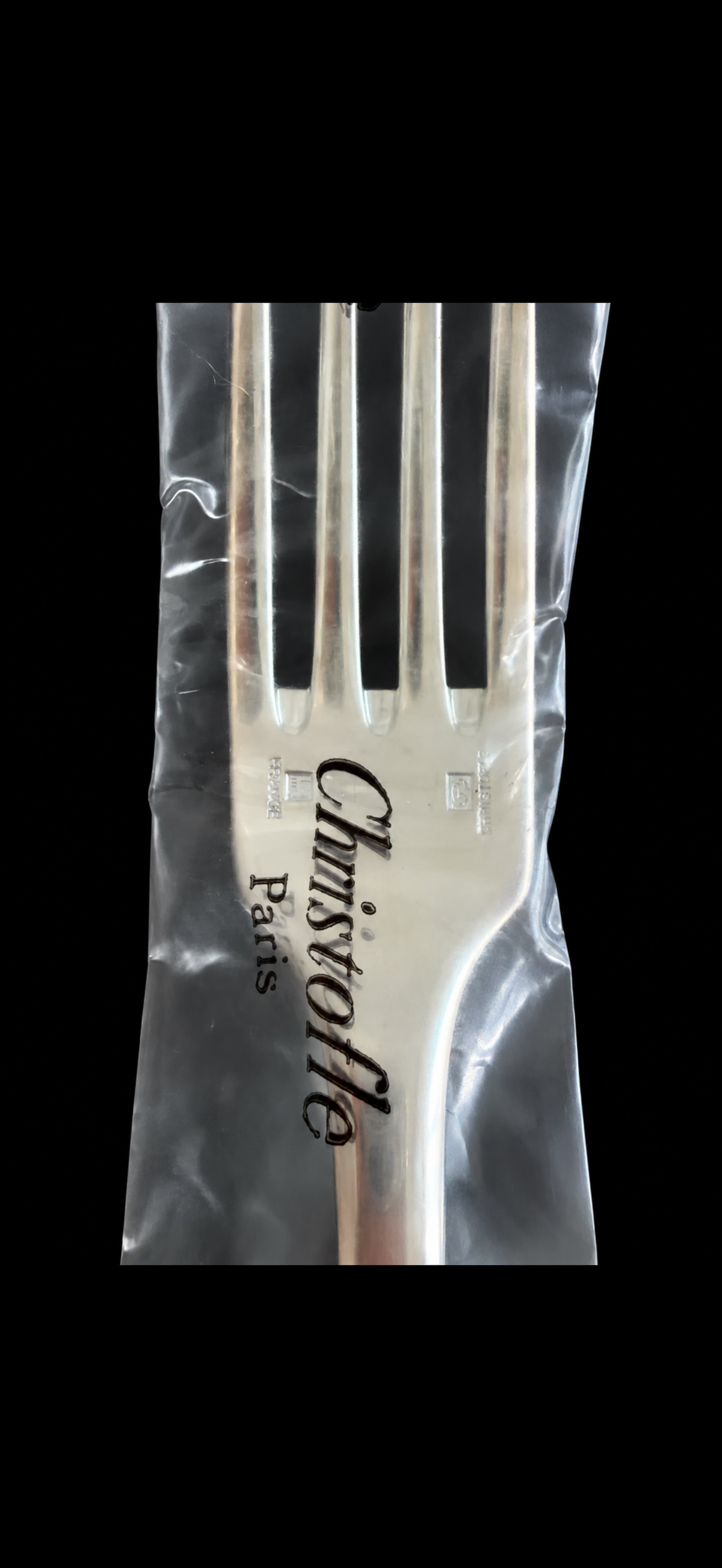 Christofle Cluny, fourchette de table en métal argenté, neuve sous blister