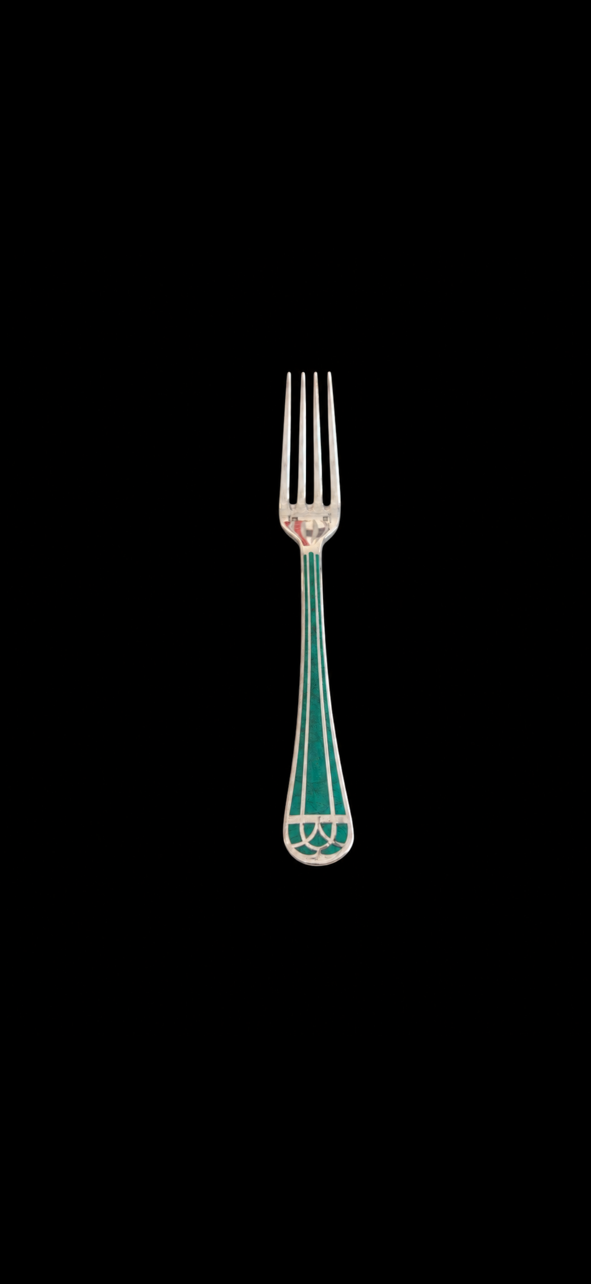 Christofle Talisman laque de Chine verte, fourchette à entremets ou à dessert en métal argenté