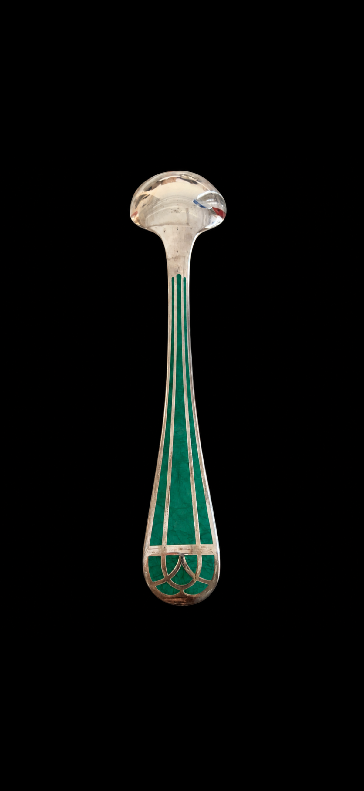 Christofle Talisman laque de Chine verte, cuillère à entremets ou à dessert en métal argenté