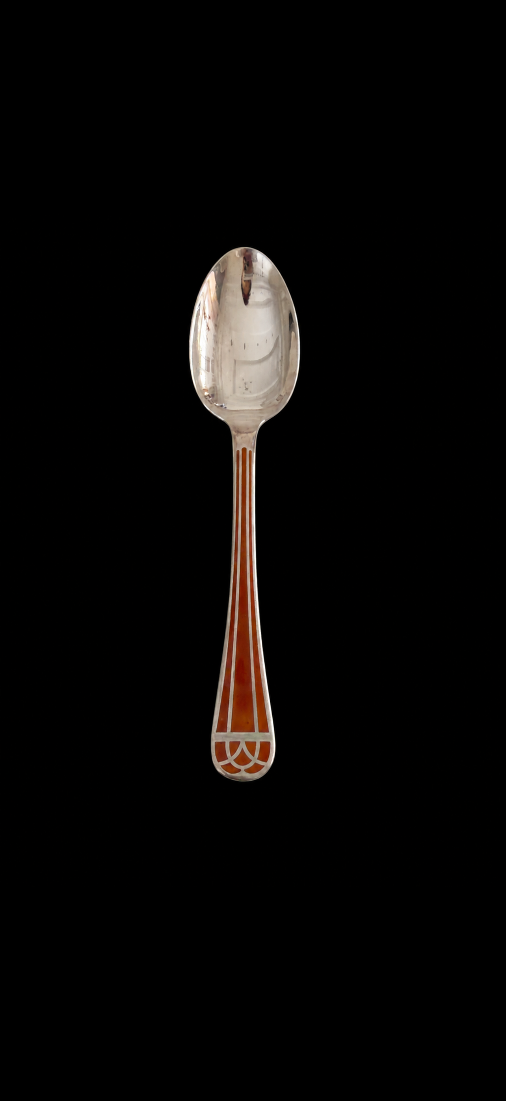Christofle Talisman laque de Chine Sienne, cuillère à entremets ou à dessert en métal argenté