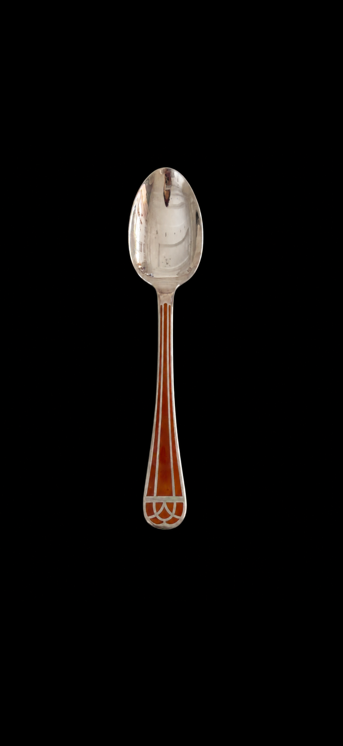 Christofle Talisman laque de Chine Sienne, cuillère à entremets ou à dessert en métal argenté