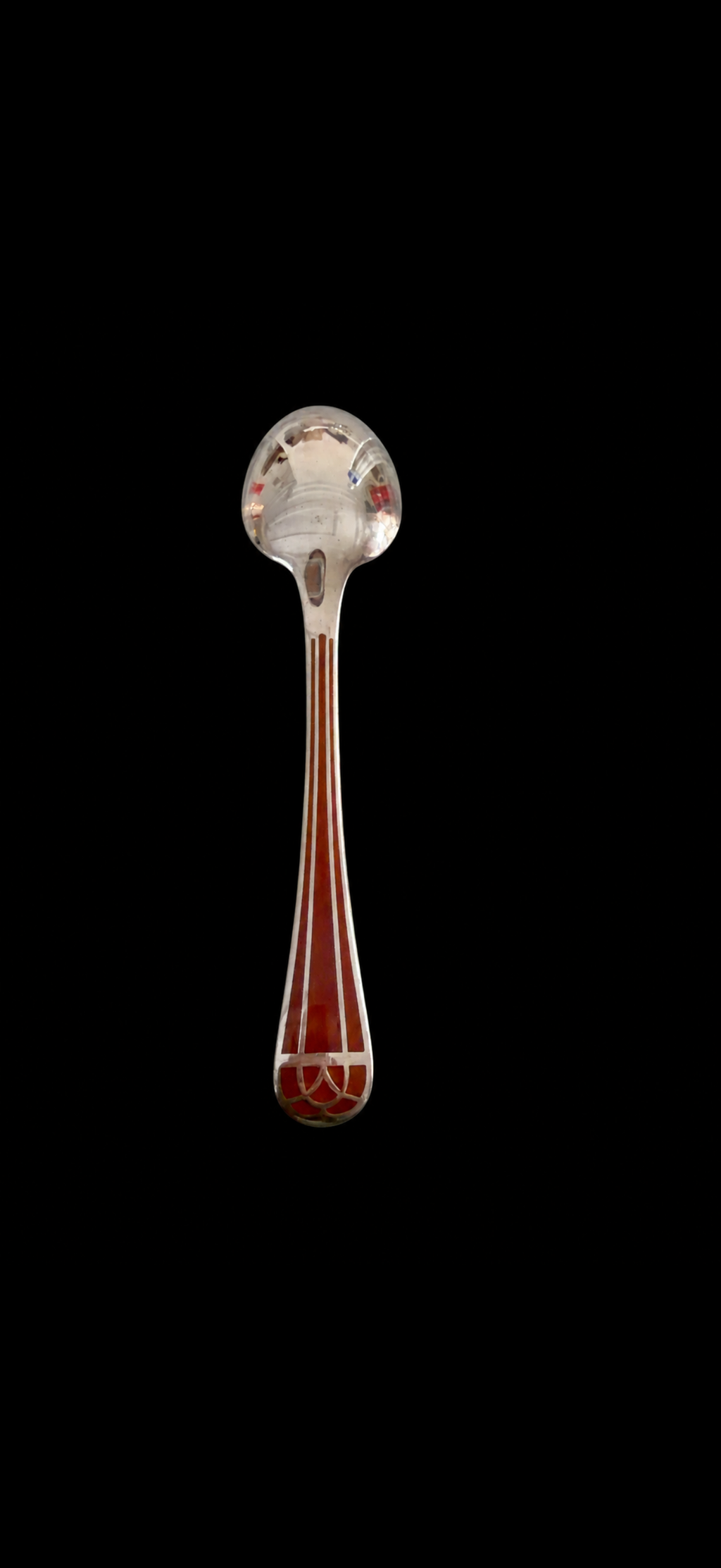 Christofle Talisman laque de Chine Sienne, cuillère à entremets ou à dessert en métal argenté