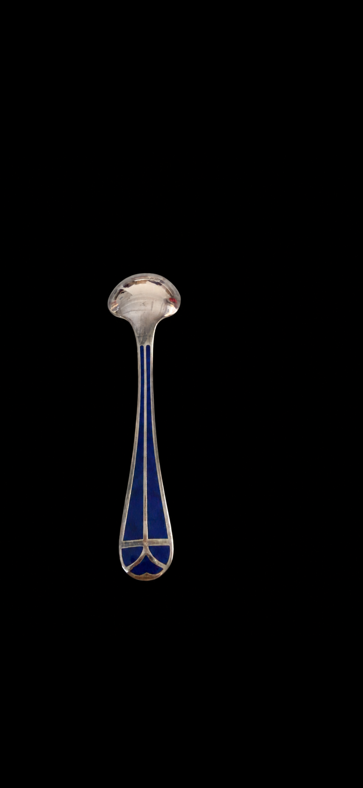 Christofle Talisman laque de Chine bleue, cuillère à café ou à thé en métal argenté