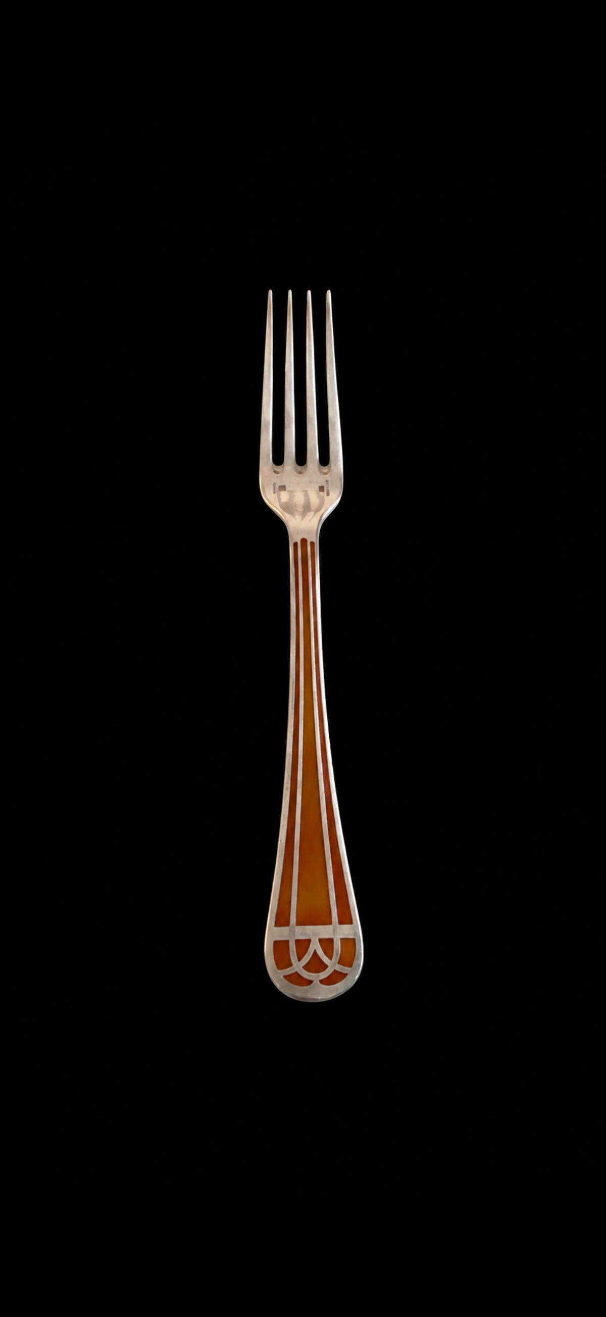 Christofle Talisman laque de Chine Sienne, fourchette à entremets ou à dessert en métal argenté