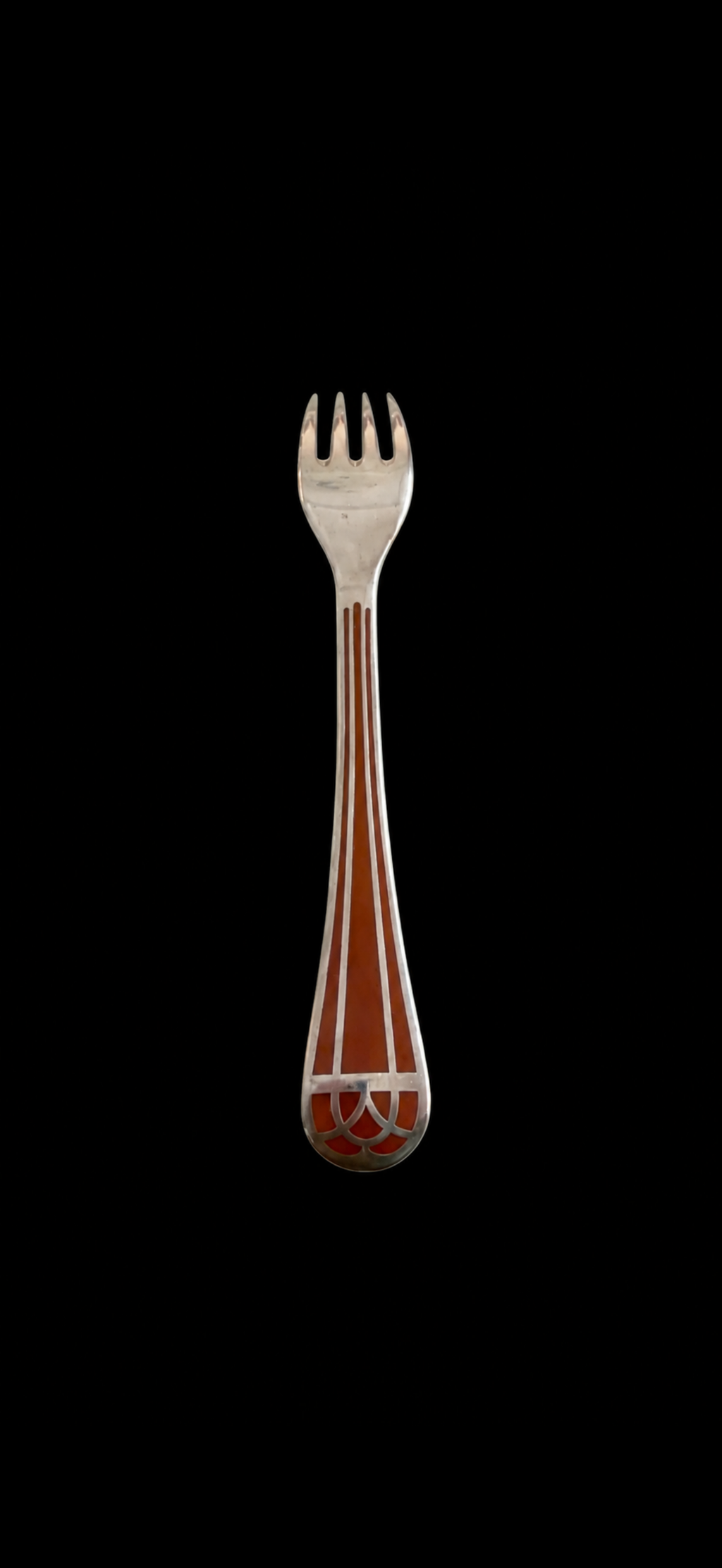 Christofle Talisman laque de Chine Sienne, fourchette à entremets ou à dessert en métal argenté