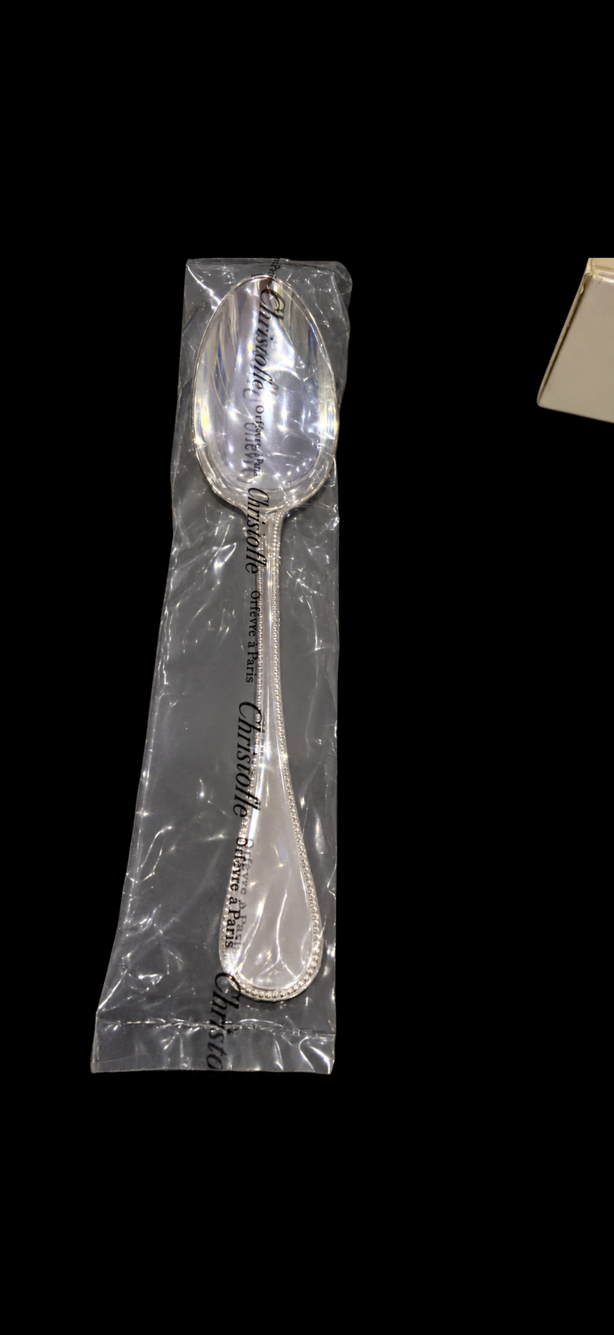 Christofle Perles, cuillère à soupe en métal argenté à la pièce, neuve sous blister