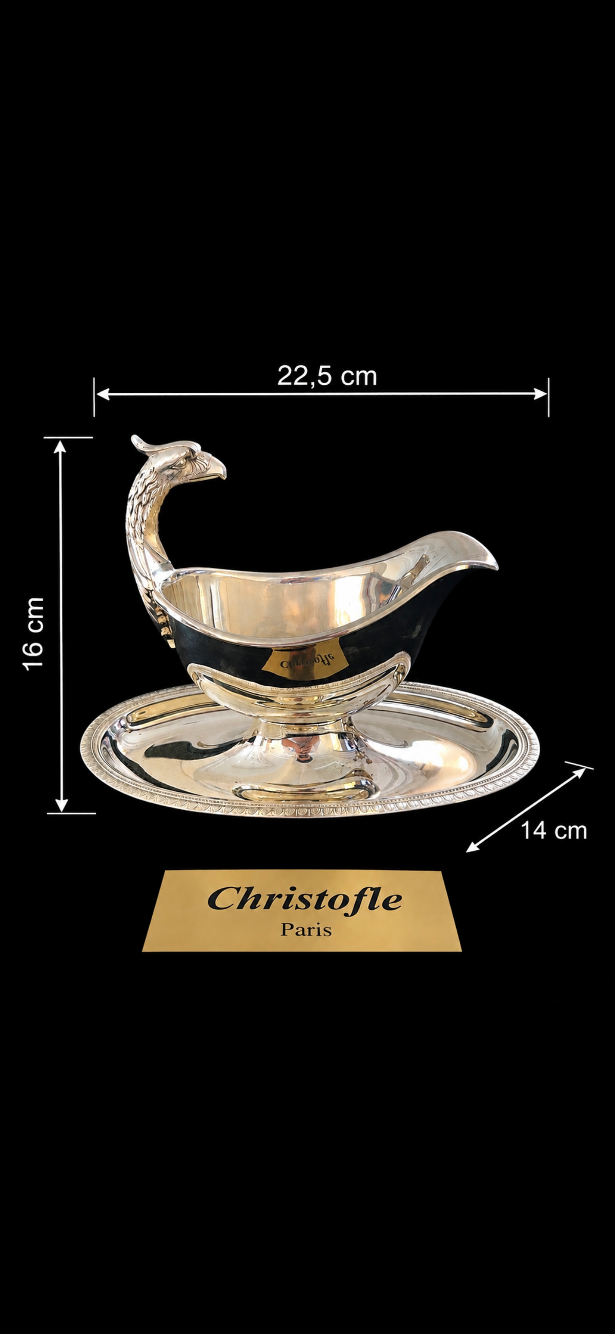 Saucière Christofle Malmaison, vue de profil