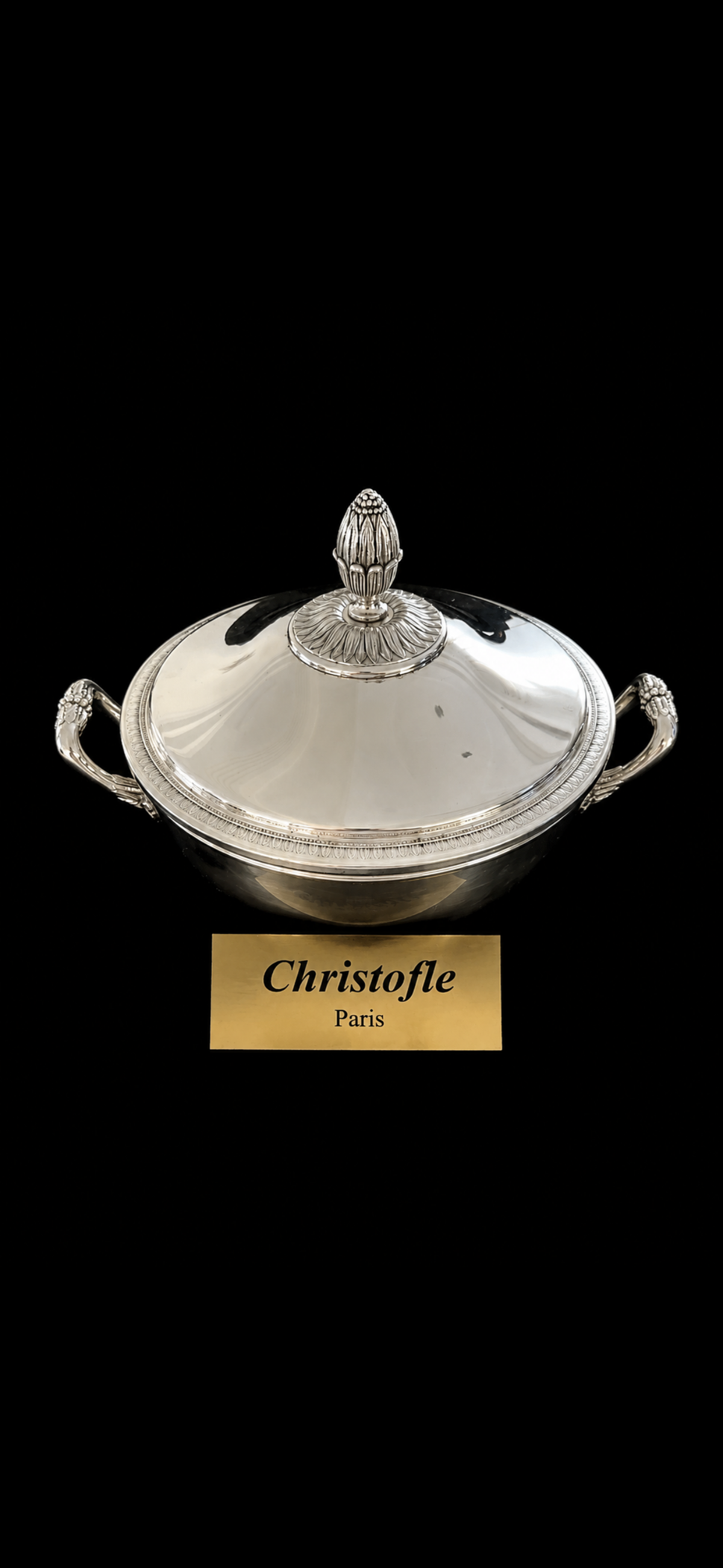 Légumier Christofle Malmaison, détail des anses