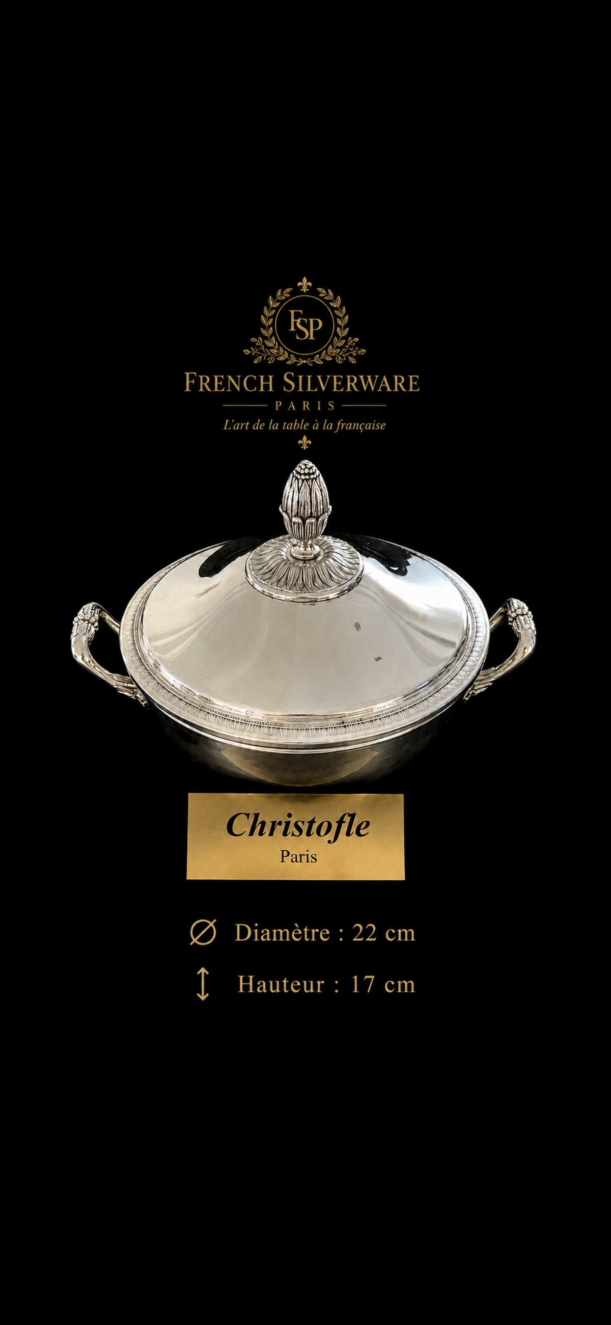 Légumier Christofle Malmaison, détail du poinçon sous la base