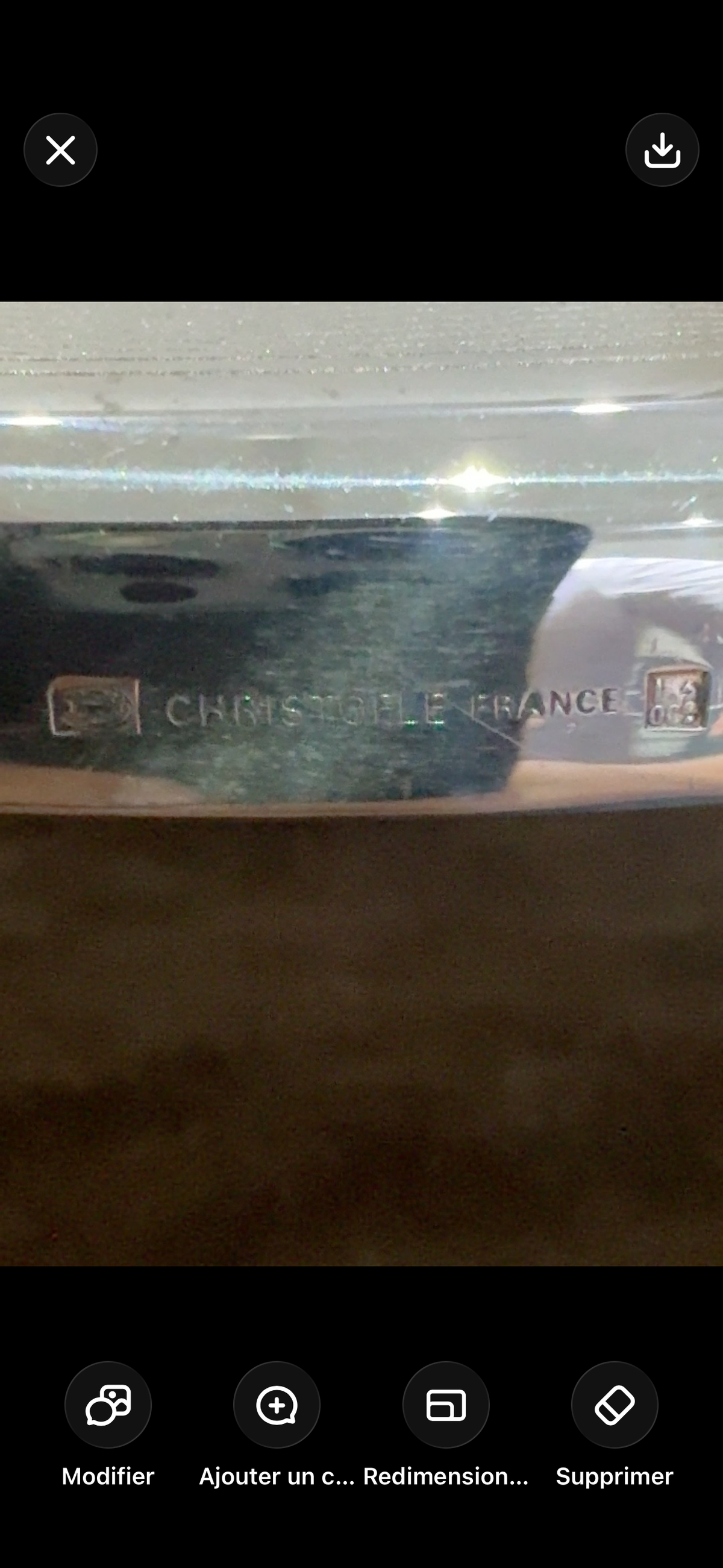 Chauffe-plat Christofle Talisman, détail du poinçon