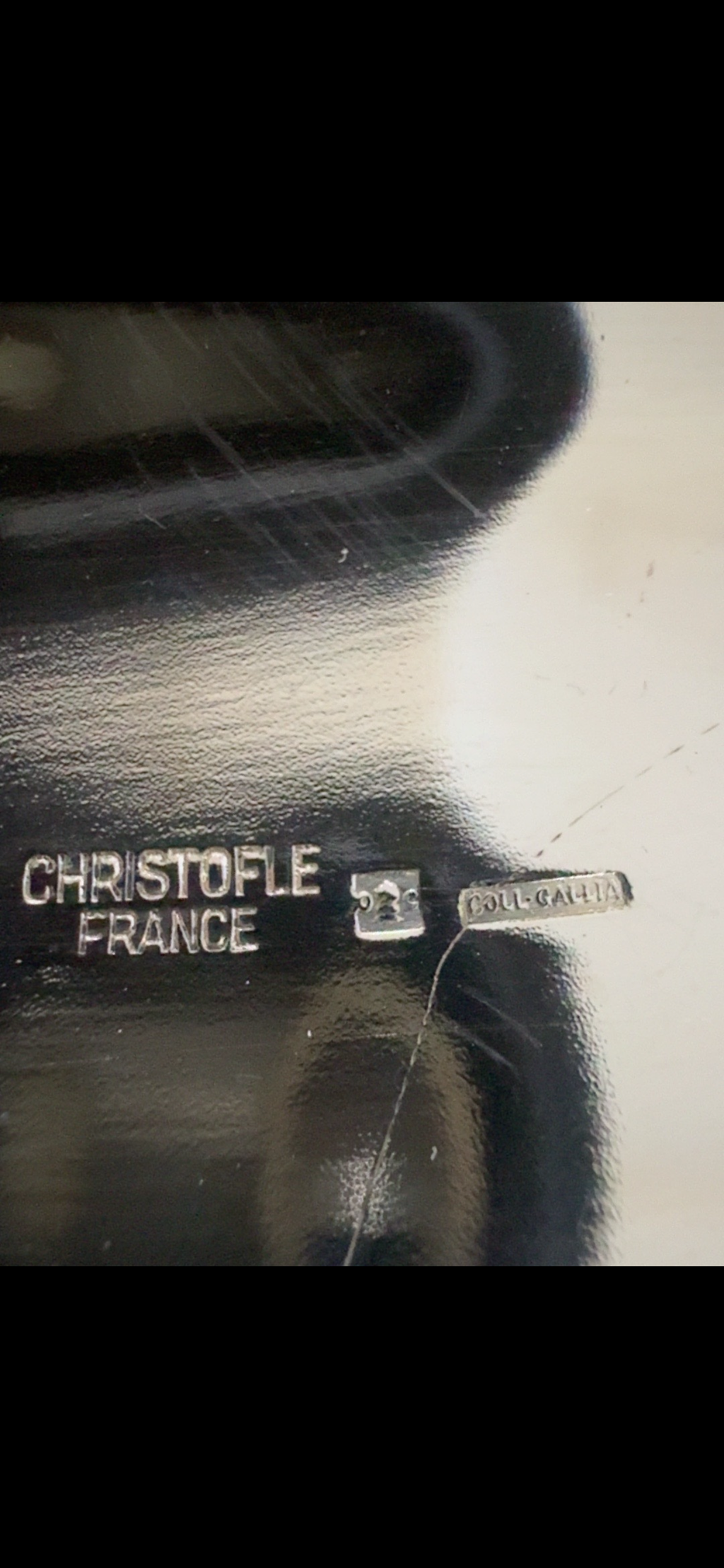 Coupe Nice Christofle Gallia, détail du marquage Christofle Gallia