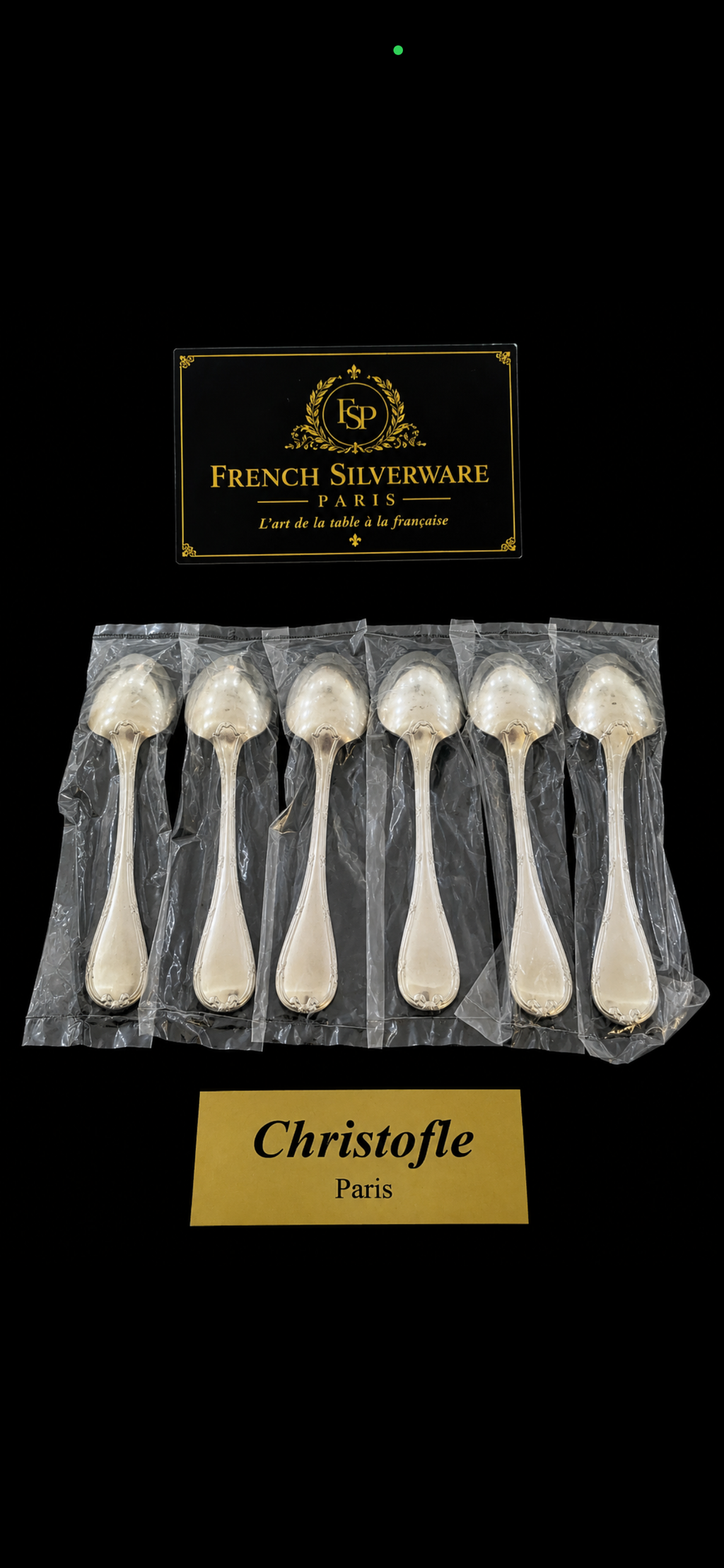 Set of 6 Christofle Rubans Soup Spoons