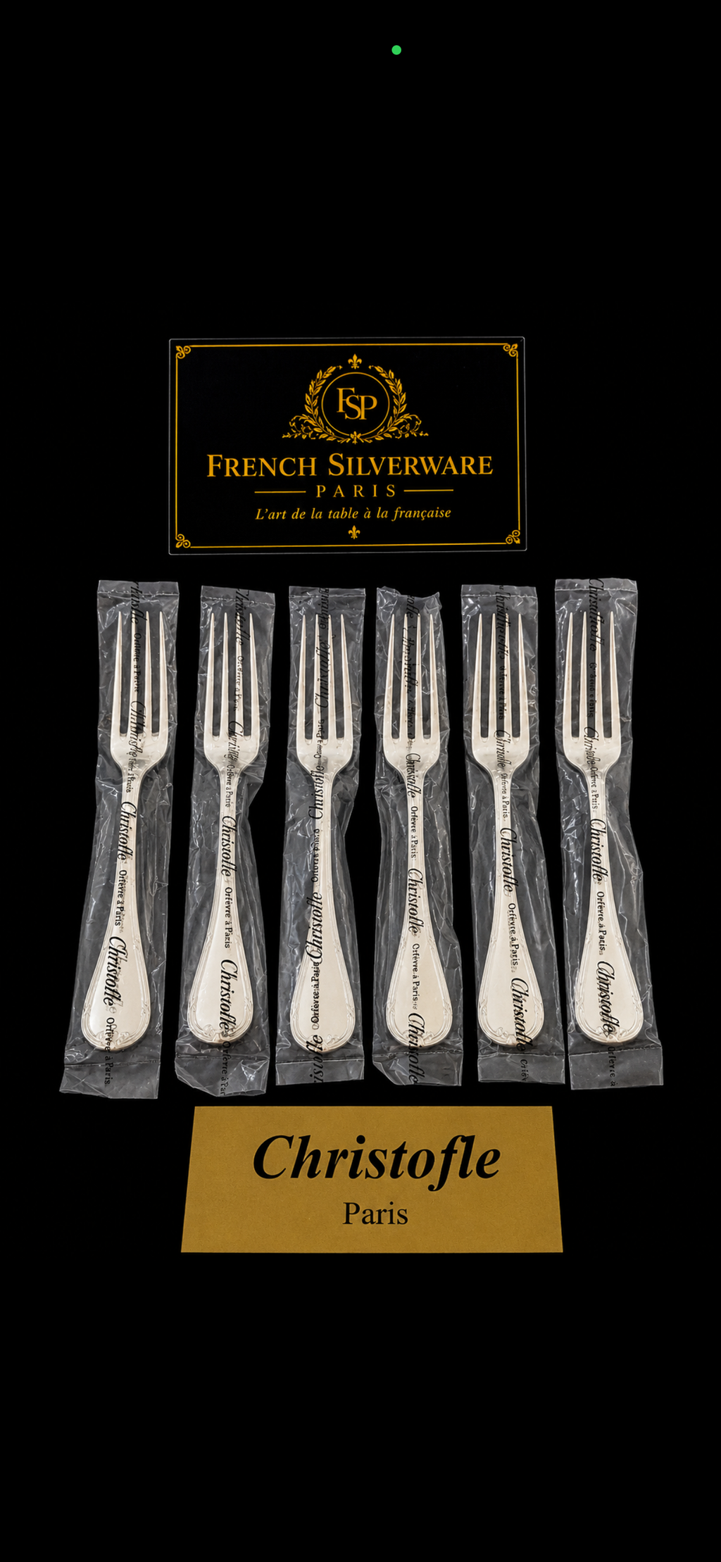 Lot de 6 fourchettes de table Christofle Rubans