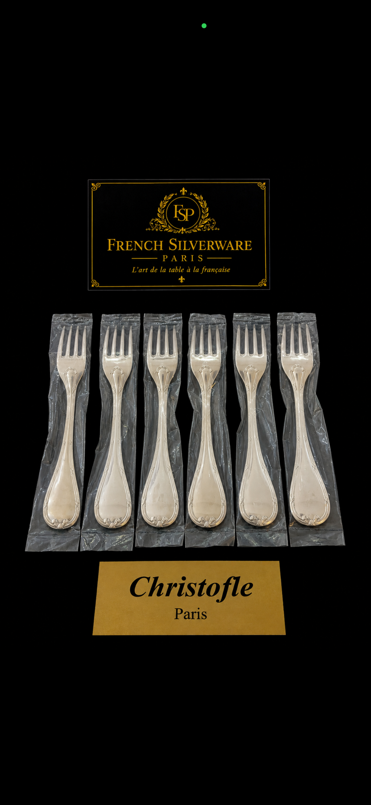 Lot de 6 fourchettes de table Christofle Rubans