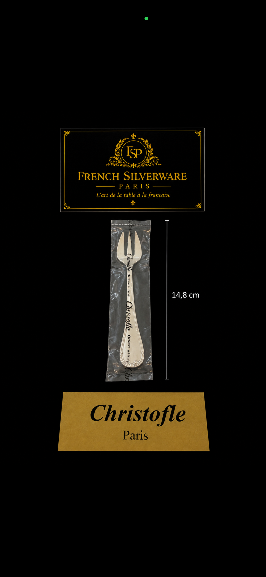Fourchette à huîtres Christofle Rubans, détail du décor