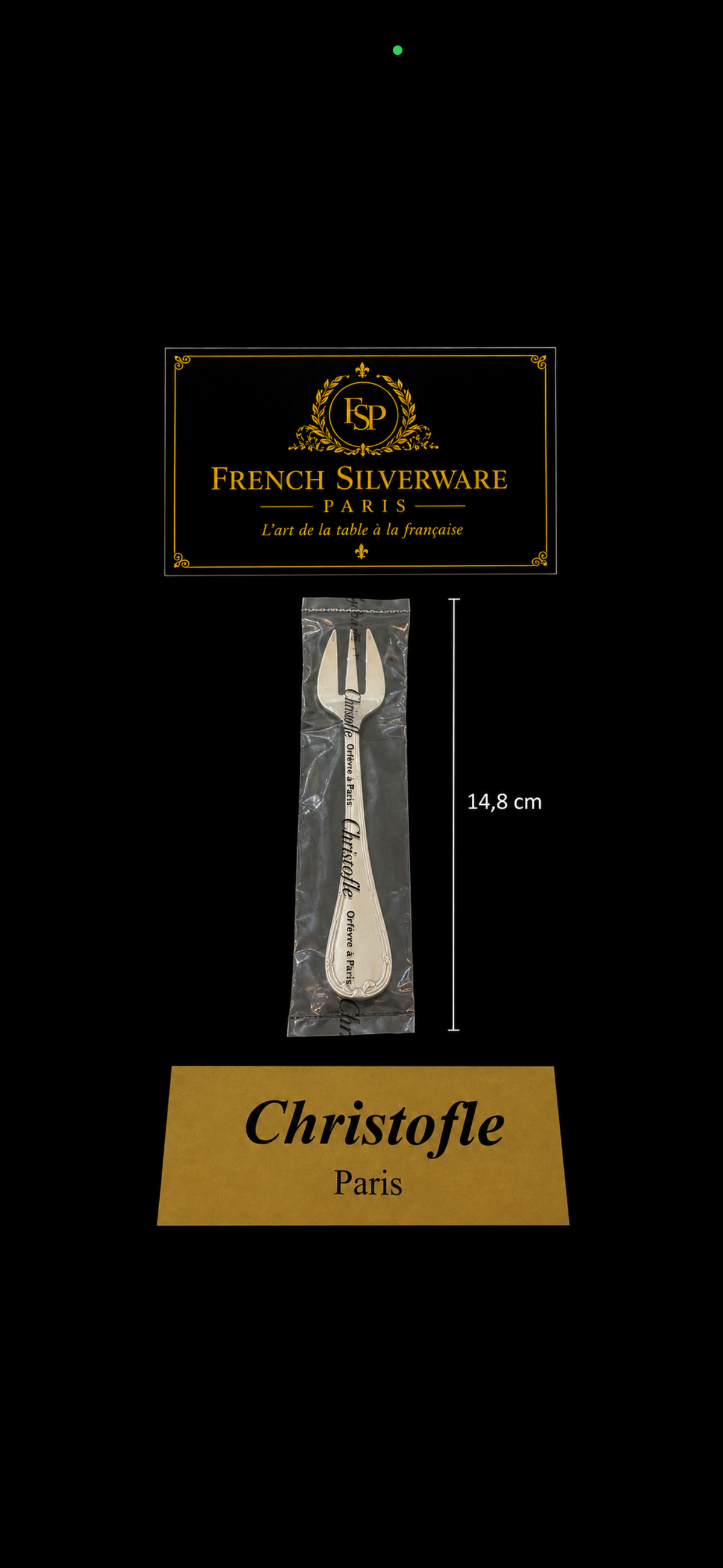 Fourchette à huîtres Christofle Rubans, détail du décor