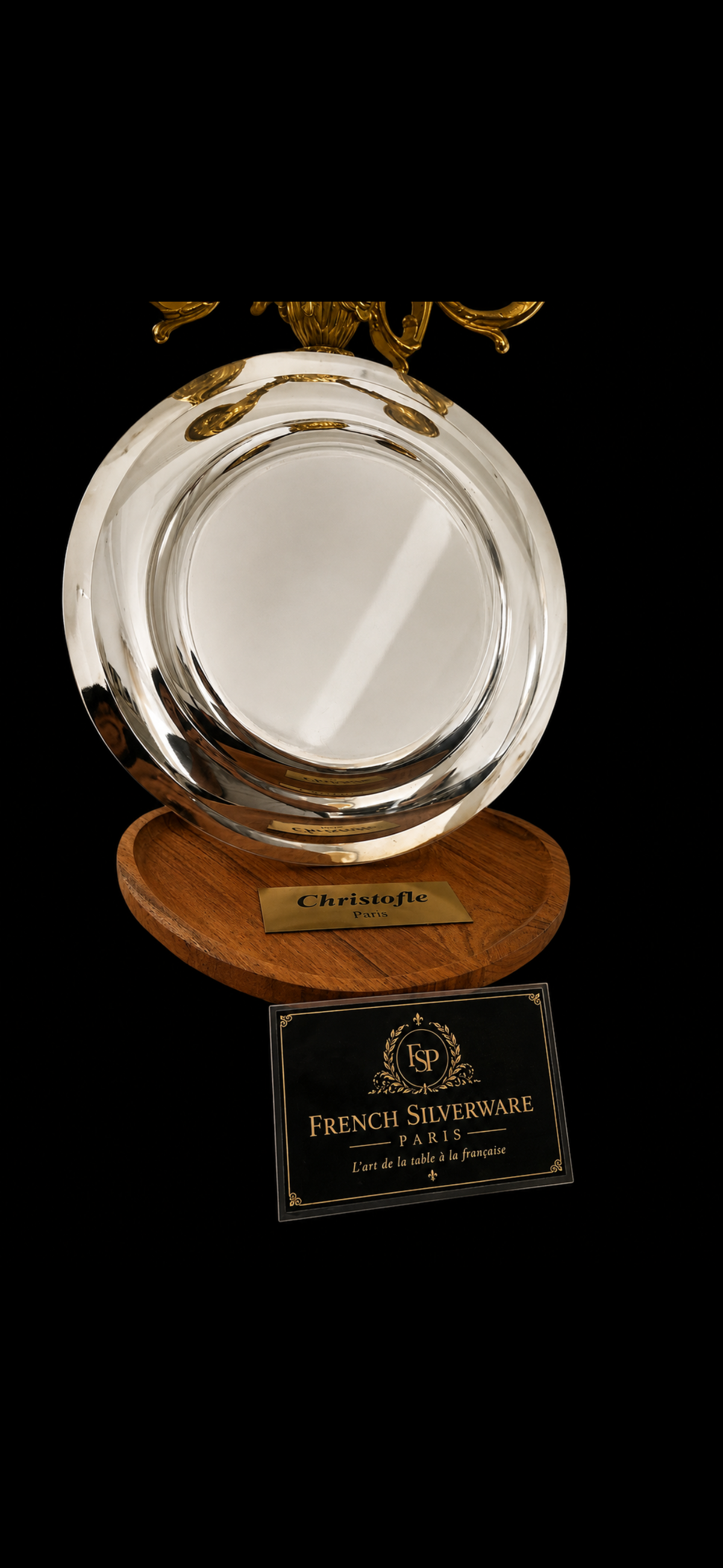 Plat rond Christofle Malmaison en métal argenté - 32,7 cm