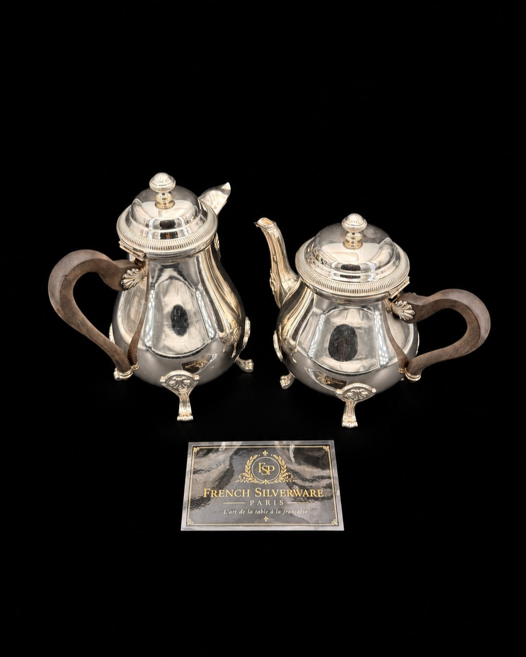 Service à thé et café Boulenger, quatre pièces, style Louis XVI, métal argenté