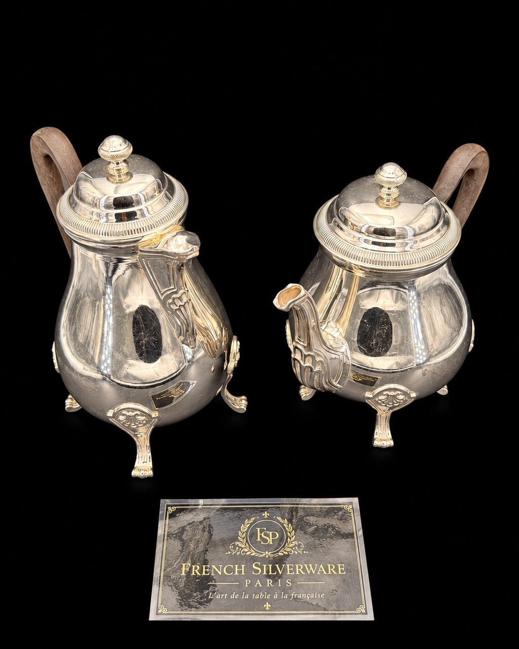 Service à thé et café Boulenger, quatre pièces, style Louis XVI, métal argenté