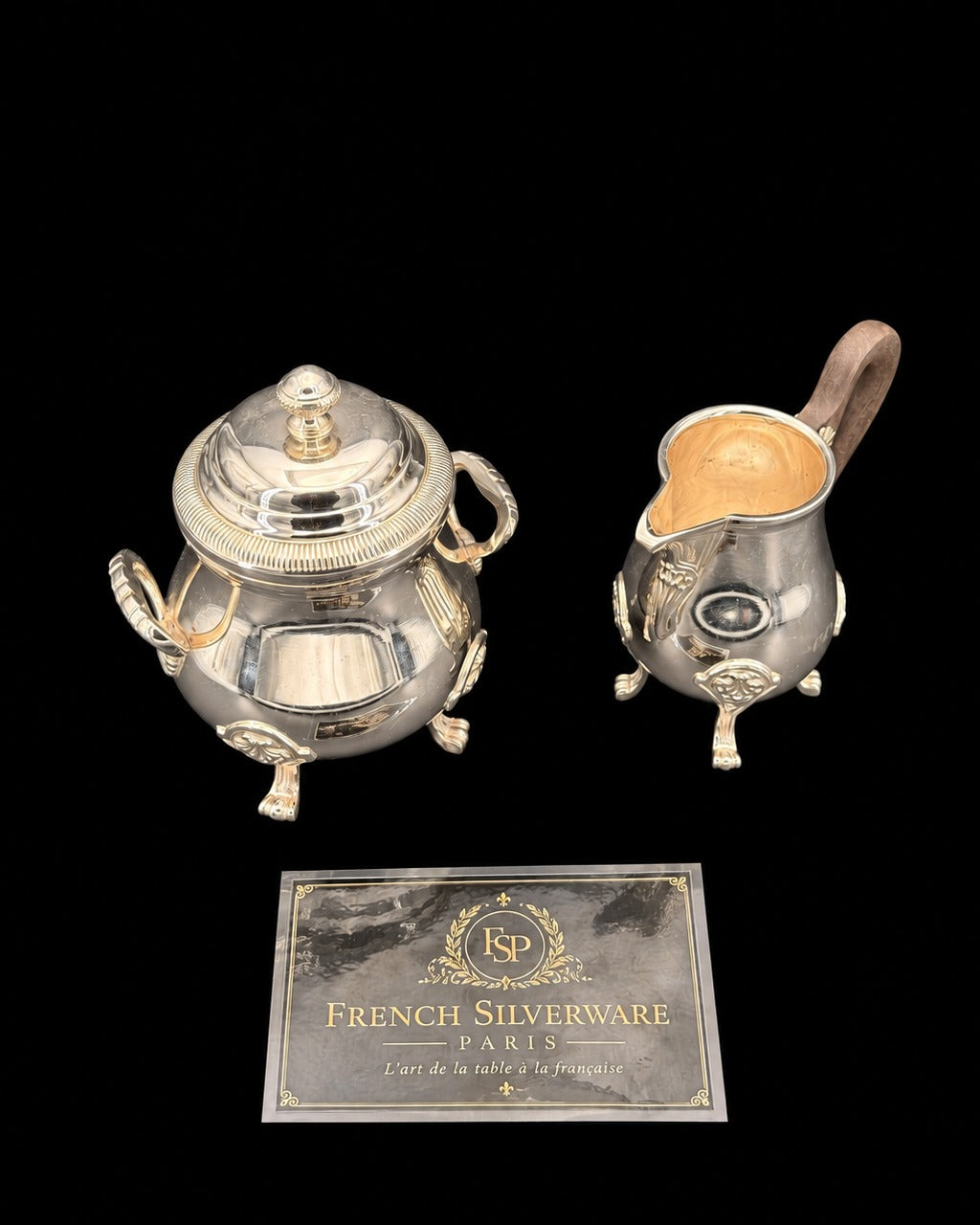 Service à thé et café Boulenger, quatre pièces, style Louis XVI, métal argenté