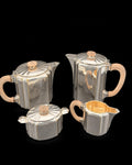 Service à thé et café Gallia Christofle Art déco, quatre pièces en métal argenté et bois