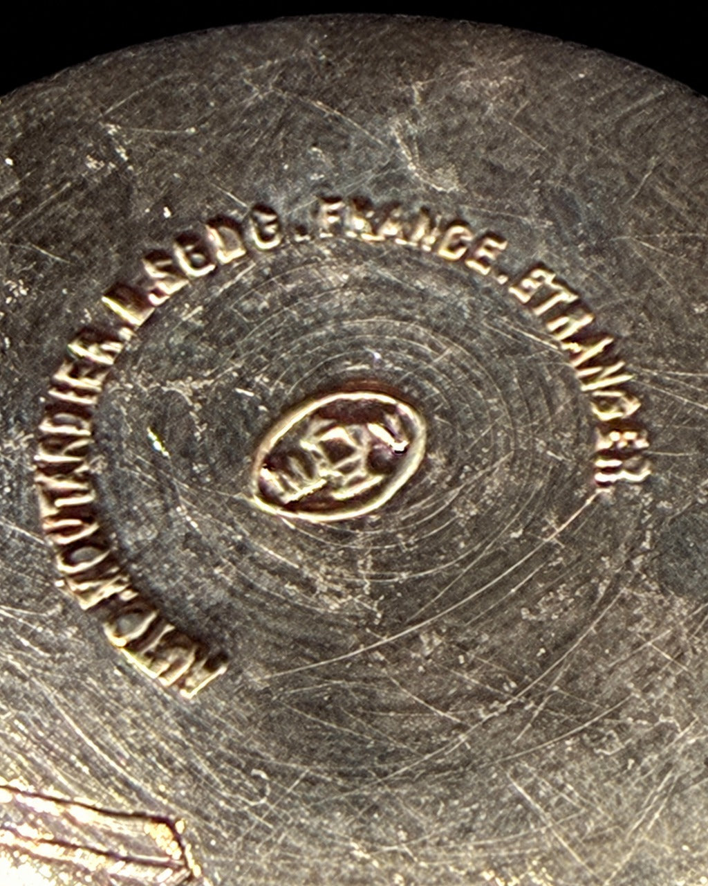 Automoutardier breveté B.S.G.D.G., bec en tête de lion, bronze argenté, XIXe siècle