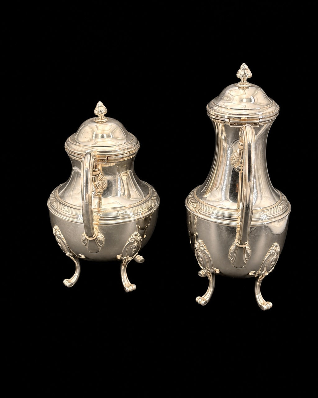 Service à thé et café Orbrille, quatre pièces, style Louis XVI, métal argenté