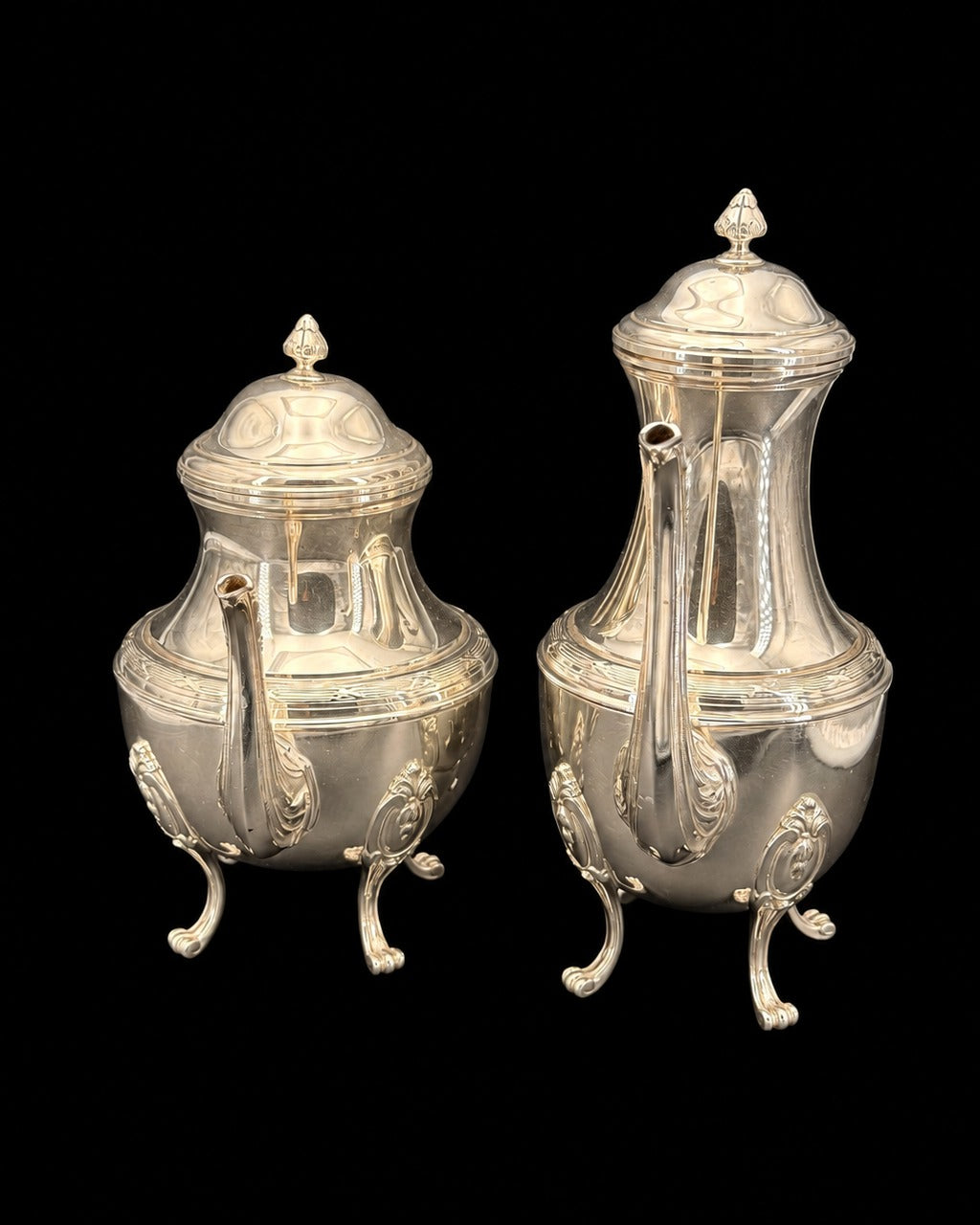 Service à thé et café Orbrille, quatre pièces, style Louis XVI, métal argenté